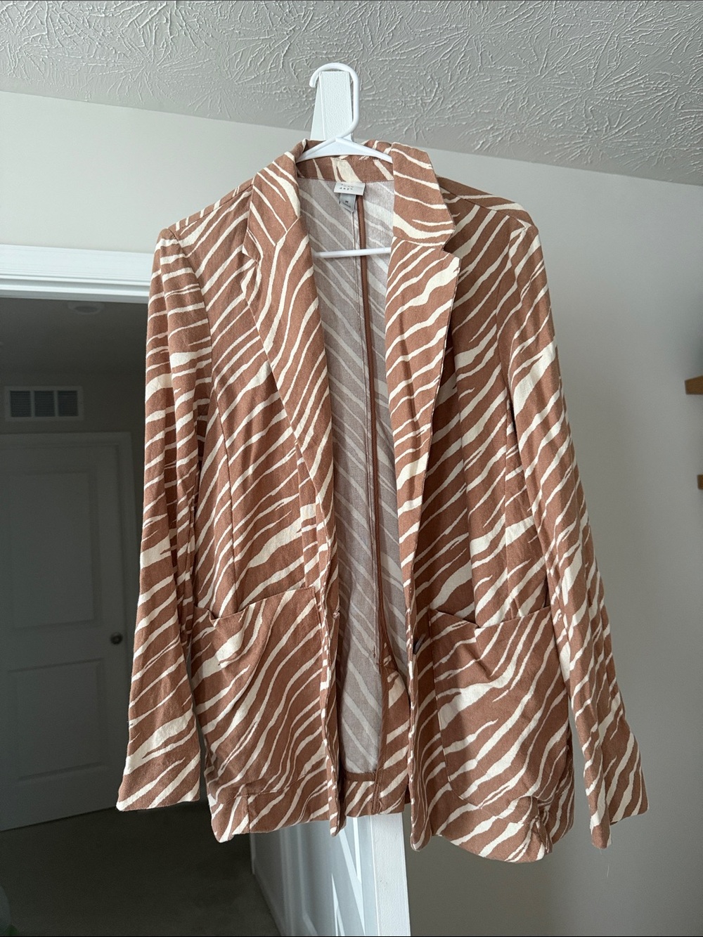 a new day Brown and Cream Zebra Print Blazer